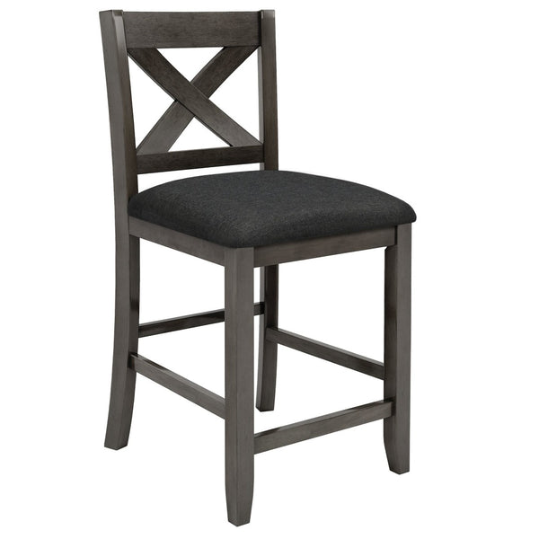 English Elm Topmax Rustic Farmhouse Counter Dining Set Rubberwood Table Shelf and 4 Cushioned Chairs N717S001135E