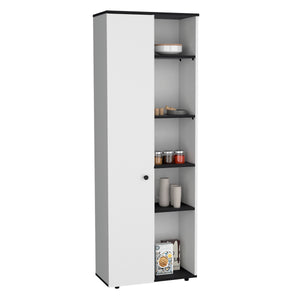 English Elm DEPOT Cary 67" H Kitchen Storage Cabinet White/Black - Slim 10-Shelf Pine Pantry, Modern 66.9"H x 23.6"W x 11.8"D B097P167413