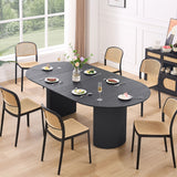 Hearth and Haven Expandable Dining Table, Solid Top Extending Table Modern Kitchen Table, Leisure Desk For Kitchen Dining Living Room Apartment.Black W876S00235