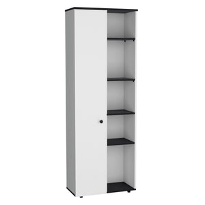English Elm DEPOT Cary 67" H Kitchen Storage Cabinet White/Black - Slim 10-Shelf Pine Pantry, Modern 66.9"H x 23.6"W x 11.8"D B097P167413