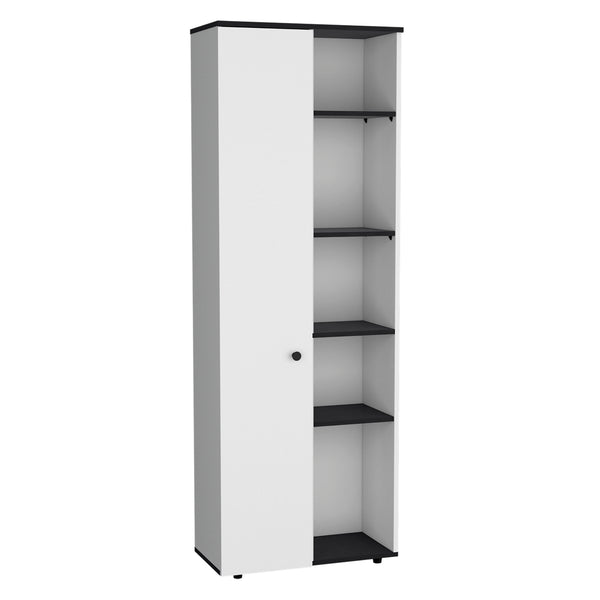 English Elm DEPOT Cary 67" H Kitchen Storage Cabinet White/Black - Slim 10-Shelf Pine Pantry, Modern 66.9"H x 23.6"W x 11.8"D B097P167413