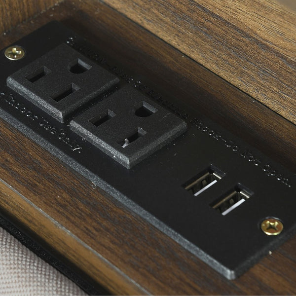 English Elm Full Upholstered Platform Bed with Hidden Headboard Storage, USB Ports, Trundle & 2 Drawers, Linen Durable Design Beige SF000120AAA