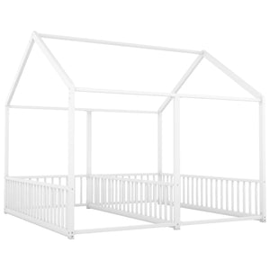 English Elm Metal Twin House Platform Bed with Guardrails and Playful Roof Window Design for Families Antique White MF307505AAK