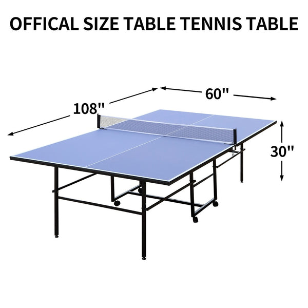 English Elm 9ft Regulation Foldable Ping Pong Table with Mdf Surface Net Paddles Balls Included W1408P156539