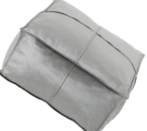 English Elm Nati Velvet Square Pouf Ottoman in Smoke — Versatile Floor Cushion, 200lb Capacity, 24"x24"x12" B181P162881