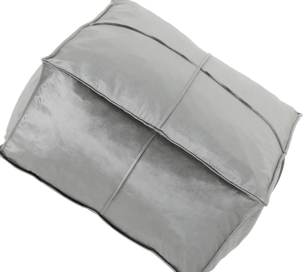 English Elm Nati Velvet Square Pouf Ottoman in Smoke — Versatile Floor Cushion, 200lb Capacity, 24"x24"x12" B181P162881