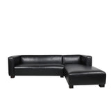 Hearth and Haven Mellifluous 2-Piece PU Leather Sectional Set with Tuxedo Design and Birchwood Legs, Black 71804.00-71805.00MDNT