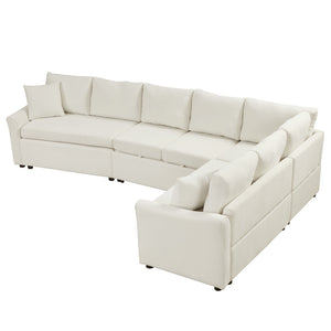 English Elm 124.8"l-shaped Chenille Sleeper Sectional with Usb Charging Corner Living Room Sofa SG001430AAA