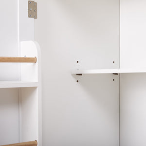 English Elm K&K Rolling Kitchen Island Cart with Drop-Leaf Rubber Wood Top, Large Drawer & Internal Rack Storage White WF316601AAW