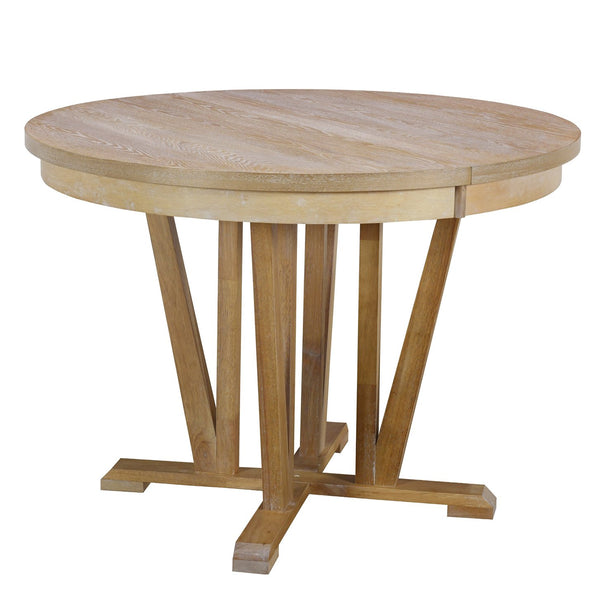 English Elm TOPMAX Rustic 5-Piece Extendable Round Dining Set with Trestle Base and Cross Back Chairs, Versatile Elegance Natural SP000042AAA