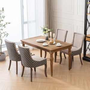 English Elm A&a Furniture Upholstered Dining Chairs with Bronze Nailhead Trim and Solid Wood Legs Set of 2 W1143P154099