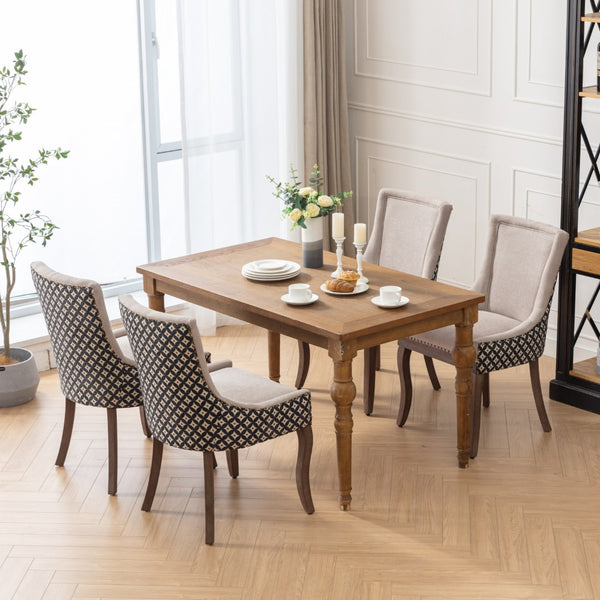English Elm A&a Furniture Upholstered Dining Chairs with Bronze Nailhead Trim and Solid Wood Legs Set of 2 W1143P154099