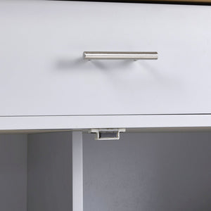 English Elm K&K Rolling Kitchen Island Cart with Drop-Leaf Rubber Wood Top, Large Drawer & Internal Rack Storage Grey WF316601AAG