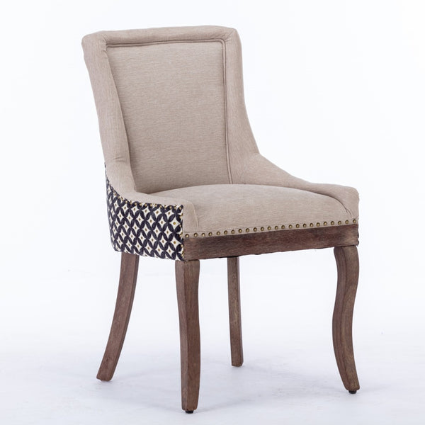 English Elm A&a Furniture Upholstered Dining Chairs with Bronze Nailhead Trim and Solid Wood Legs Set of 2 W1143P154099