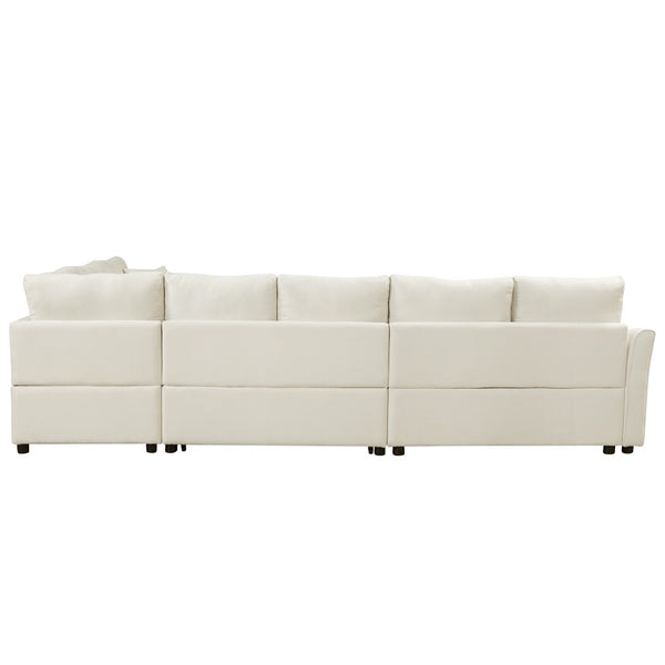 English Elm 124.8"l-shaped Chenille Sleeper Sectional with Usb Charging Corner Living Room Sofa SG001430AAA