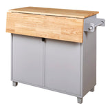 English Elm K&K Rolling Kitchen Island With Storage, Kitchen Cart With Rubber Wood Top, Spacious Drawer With Divider and Internal Storage Rack, Kitchen Island On Wheels With Adjustable Shelf Tower Rack, Grey