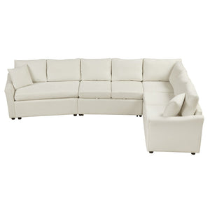 English Elm 124.8"l-shaped Chenille Sleeper Sectional with Usb Charging Corner Living Room Sofa SG001430AAA