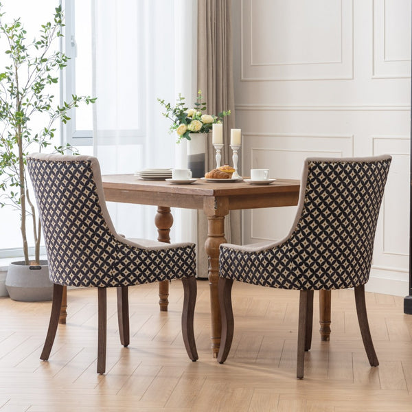 English Elm A&a Furniture Upholstered Dining Chairs with Bronze Nailhead Trim and Solid Wood Legs Set of 2 W1143P154099