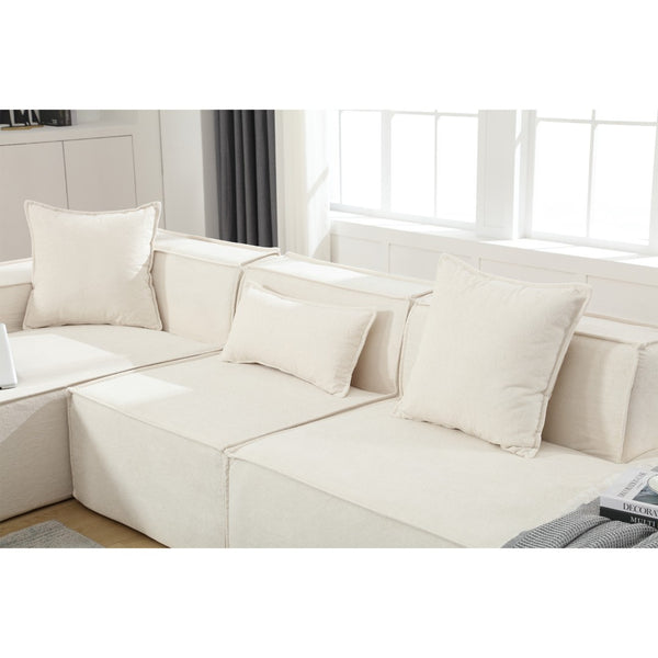 English Elm Modern L-Shaped Modular Sofa Set In Beige Terrycloth - Stylish Minimalist Comfort W2108S00019-GIGA