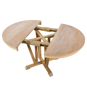 English Elm TOPMAX Rustic 5-Piece Extendable Round Dining Set with Trestle Base and Cross Back Chairs, Versatile Elegance Natural SP000042AAA