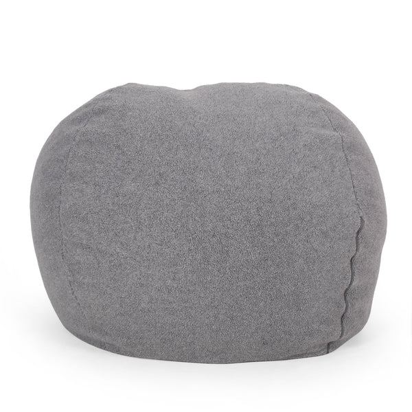 English Elm Kavel Plush Rounded Bean Bag Chair with Removable Washable Cover, High-Density Foam Comfort Seat Gray B181P163042