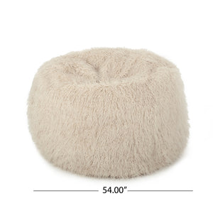 English Elm Mahin Plush 5-Foot Rounded Faux Fur Bean Bag Chair with Removable Washable Cover, Cozy Comfort and Durable Foam Filling taupe B181P163024