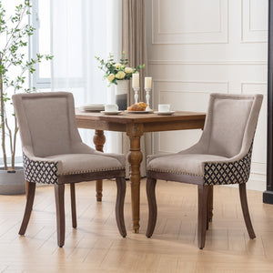 English Elm A&a Furniture Upholstered Dining Chairs with Bronze Nailhead Trim and Solid Wood Legs Set of 2 W1143P154099
