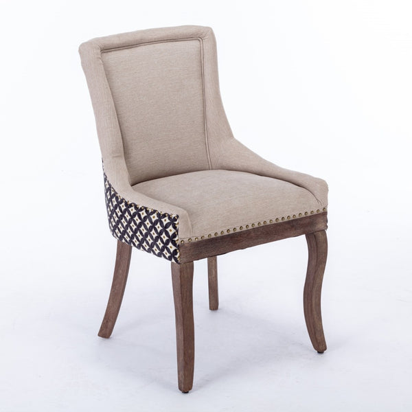 English Elm A&a Furniture Upholstered Dining Chairs with Bronze Nailhead Trim and Solid Wood Legs Set of 2 W1143P154099
