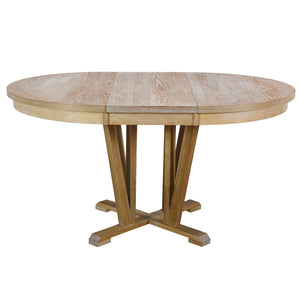 English Elm TOPMAX Rustic 5-Piece Extendable Round Dining Set with Trestle Base and Cross Back Chairs, Versatile Elegance Natural SP000042AAA