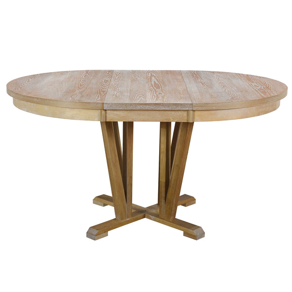 English Elm TOPMAX Rustic 5-Piece Extendable Round Dining Set with Trestle Base and Cross Back Chairs, Versatile Elegance Natural SP000042AAA