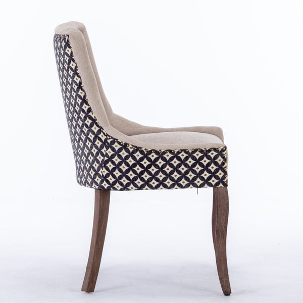 English Elm A&a Furniture Upholstered Dining Chairs with Bronze Nailhead Trim and Solid Wood Legs Set of 2 W1143P154099