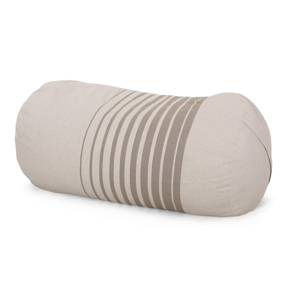 English Elm Zeon 6.5 Foot Striped Cylindrical Bean Bag - Natural Cream Fabric, Removable Zip Cover, Foam Filled Comfort B181P163029