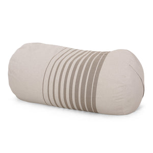 English Elm Zeon 6.5 Foot Striped Cylindrical Bean Bag - Natural Cream Fabric, Removable Zip Cover, Foam Filled Comfort B181P163029