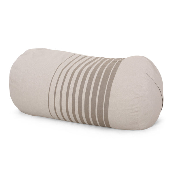 English Elm Zeon 6.5 Foot Striped Cylindrical Bean Bag - Natural Cream Fabric, Removable Zip Cover, Foam Filled Comfort B181P163029