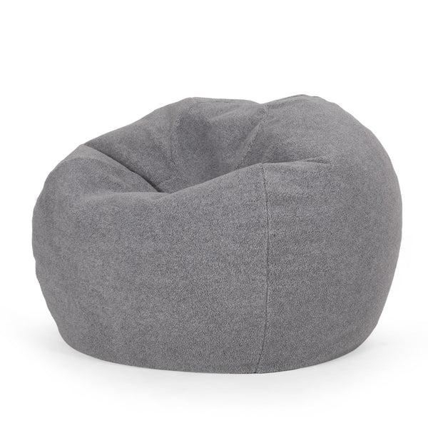 English Elm Kavel Plush Rounded Bean Bag Chair with Removable Washable Cover, High-Density Foam Comfort Seat Gray B181P163042