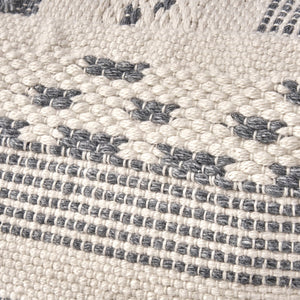 English Elm Karim Faux Yarn Large Pouf Ottoman in Ivory Grey Blend, Durable Fabric, 27"x27"x22", 200 lb Capacity B181P163081