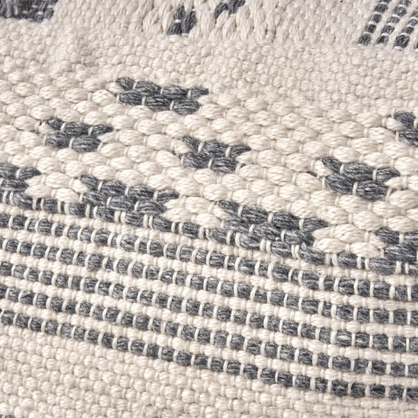 English Elm Karim Faux Yarn Large Pouf Ottoman in Ivory Grey Blend, Durable Fabric, 27"x27"x22", 200 lb Capacity B181P163081