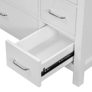 English Elm 36" White Bathroom Vanity with Ceramic Sink, 2 Soft-Close Doors & 5 Drawers, Modern Storage Chic WF319798AAK