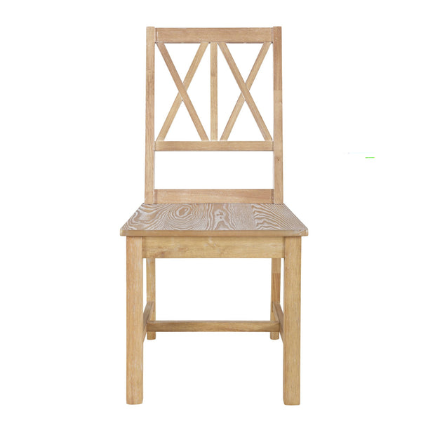 English Elm TOPMAX Rustic 5-Piece Extendable Round Dining Set with Trestle Base and Cross Back Chairs, Versatile Elegance Natural SP000042AAA