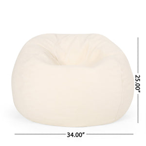 English Elm Kavel Plush Rounded Bean Bag Chair with Removable Washable Cover, High-Density Foam Comfort Seat Cream B181P163054