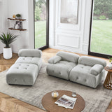 Hearth and Haven Modular Sectional Sofa, Button Tufted Designed and Diy Combination, L Shaped Couch with Reversible Ottoman, Grey Velvet W1413S00021