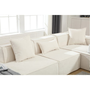 English Elm Modern Modular L-Shaped Sofa Set - Italian Minimalist Design In Soft Terrycloth Beige W2108S00021-GIGA