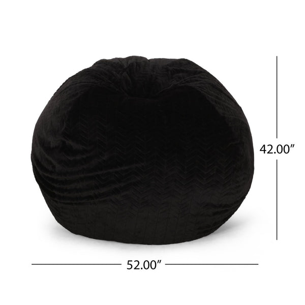 English Elm Negar Faux Fur Bean Bag Chair Plush Round Seating for Bedroom or Media Room B181P163023