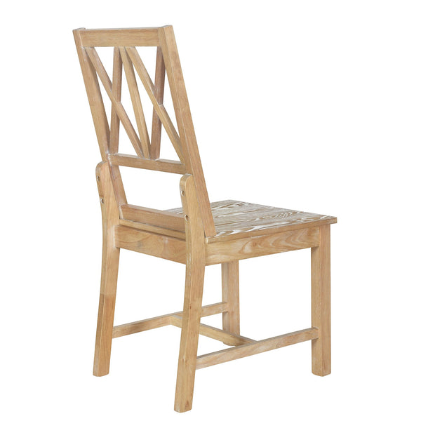 English Elm TOPMAX Rustic 5-Piece Extendable Round Dining Set with Trestle Base and Cross Back Chairs, Versatile Elegance Natural SP000042AAA