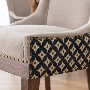 English Elm A&a Furniture Upholstered Dining Chairs with Bronze Nailhead Trim and Solid Wood Legs Set of 2 W1143P154099