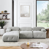 Hearth and Haven Modular Sectional Sofa, Button Tufted Designed and Diy Combination, L Shaped Couch with Reversible Ottoman, Grey Velvet W1413S00021