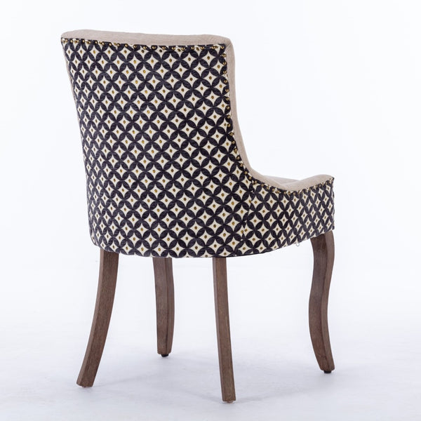 English Elm A&a Furniture Upholstered Dining Chairs with Bronze Nailhead Trim and Solid Wood Legs Set of 2 W1143P154099