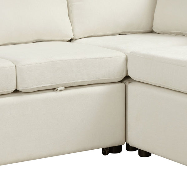 English Elm 124.8"l-shaped Chenille Sleeper Sectional with Usb Charging Corner Living Room Sofa SG001430AAA