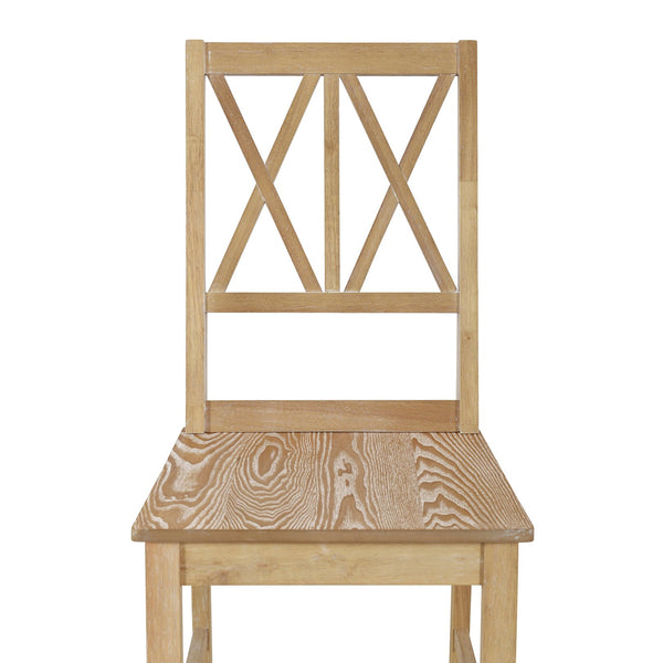 English Elm TOPMAX Rustic 5-Piece Extendable Round Dining Set with Trestle Base and Cross Back Chairs, Versatile Elegance Natural SP000042AAA