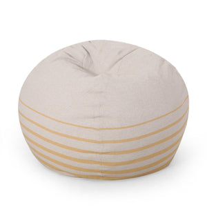English Elm Bohemio 5 Foot Rounded Bean Bag Chair – Removable Washable Cover, High-Density Foam, Cozy Yellow Stripe B181P163057
